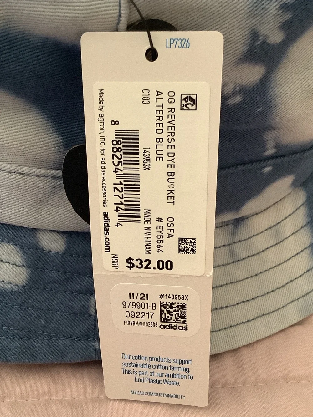 adidas Kids Tie-Dye Blue and White Bucket Hat
